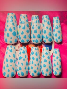 Blue Spot Press-On Nails - Women Makeup Press-On Nails